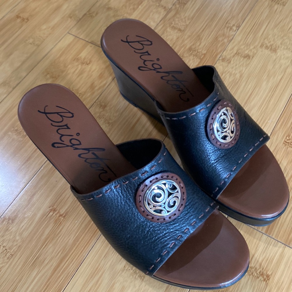Brighton wedge sandals. Black. Size 7.5. New with tag